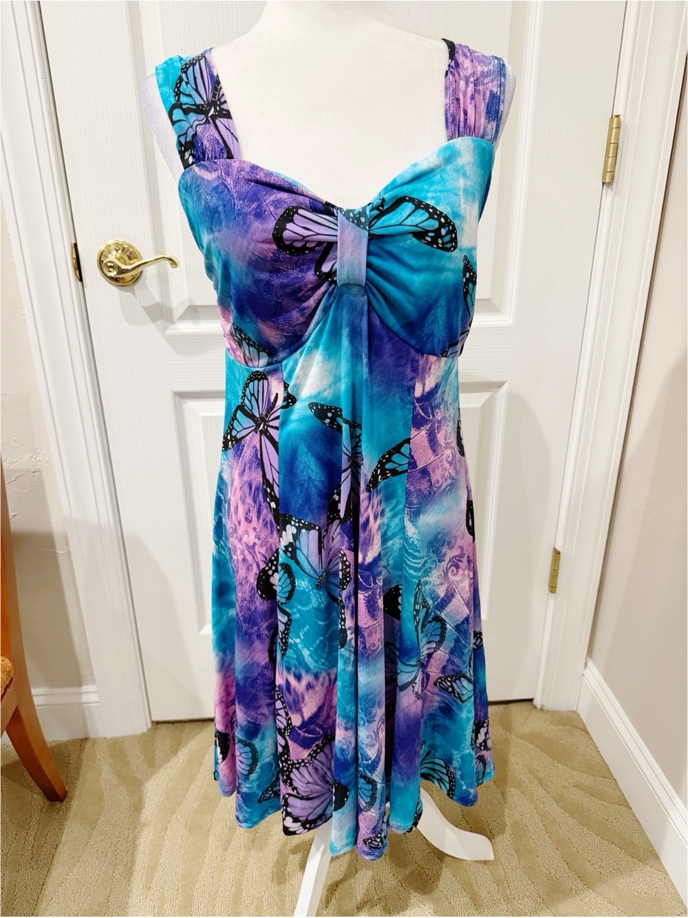 Pretty Woman Blue & Purple Butterfly Tie-Dye Sundress
